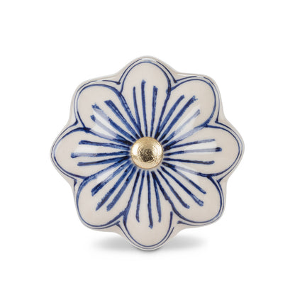 Blue & White Flower Petal Knob