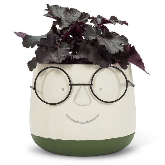 Large Face Planter with Glasses 6"D