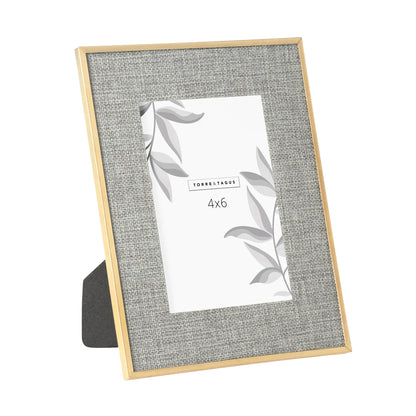 Linen Lined Gold Trim Glass Photo Frame