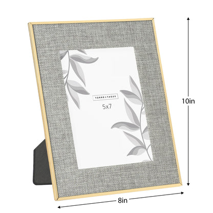 Linen Lined Gold Trim Glass Photo Frame
