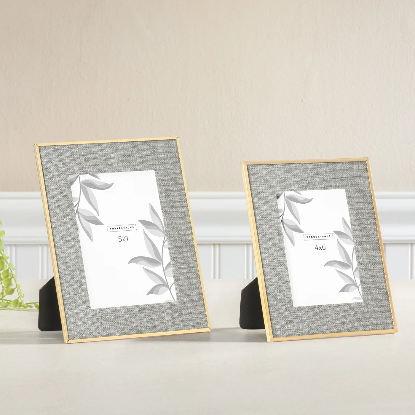 Linen Lined Gold Trim Glass Photo Frame