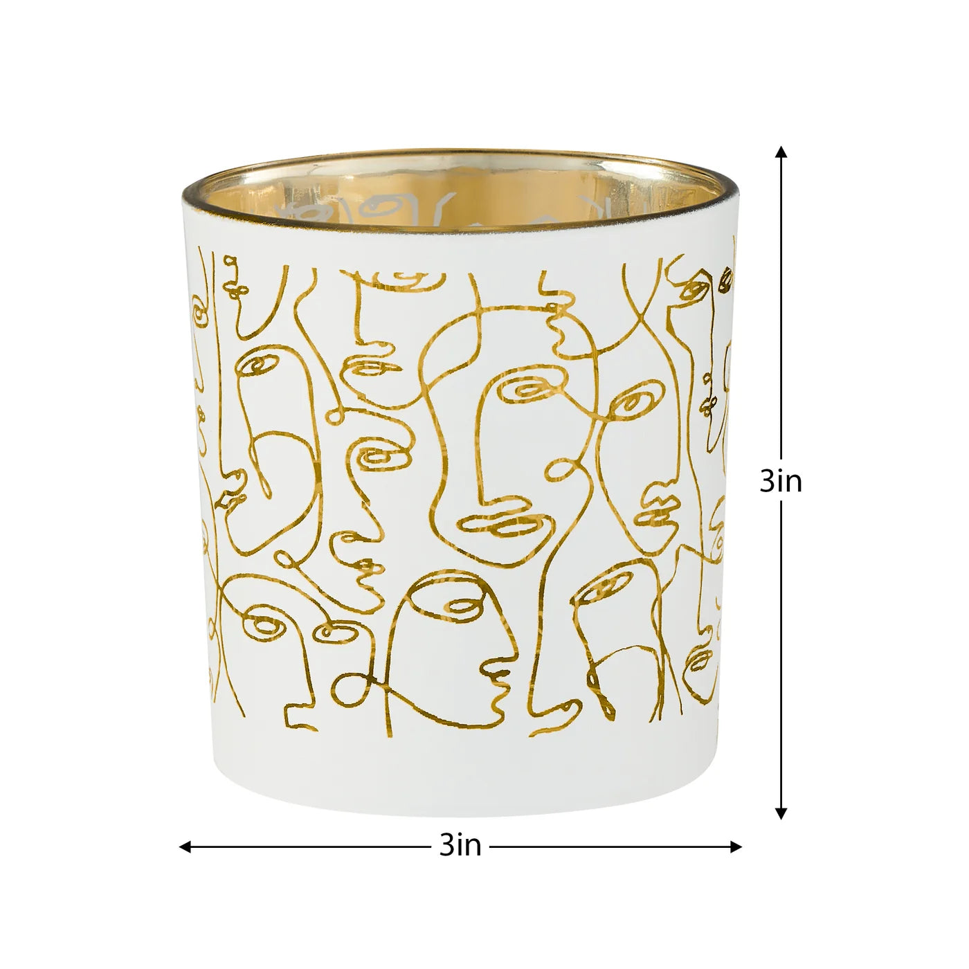 Linear Abstract Face Glass Hurricane White
