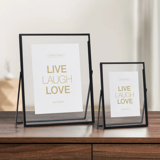 Astin Black Metal Easel Floating Glass Photo Frame - 5x7/8x10