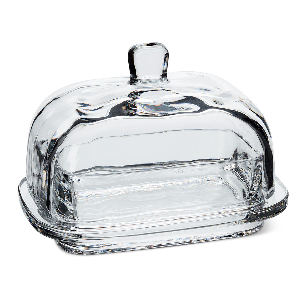 Clear Large Rectangle Butterdish with Cover 7"L