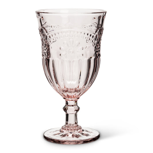 Flower Wine Goblet Pink 6.5"H 8oz