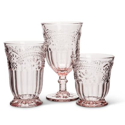 Flower Wine Goblet Pink 6.5"H 8oz