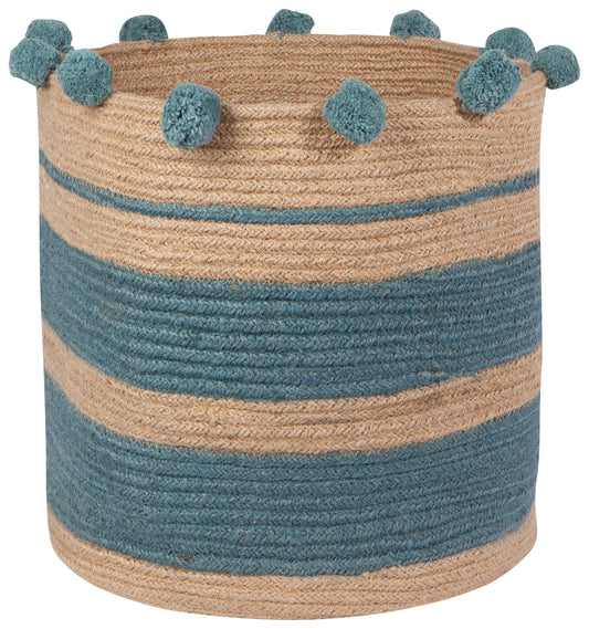 Basket Jute Large stripe Lagoon