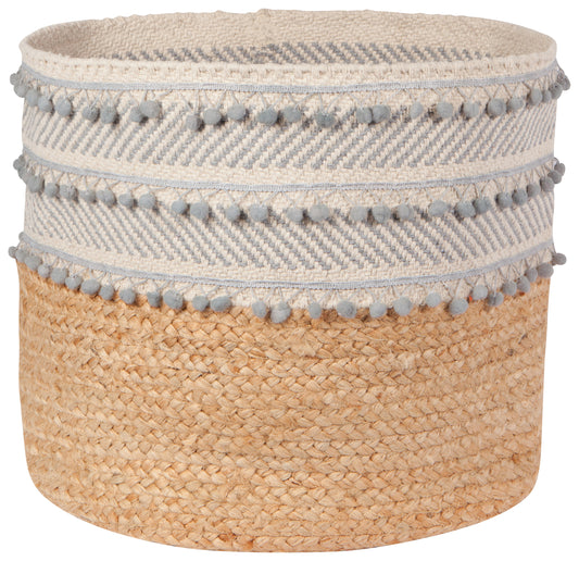 Basket Jute Large Stripe Dove Grove Grey