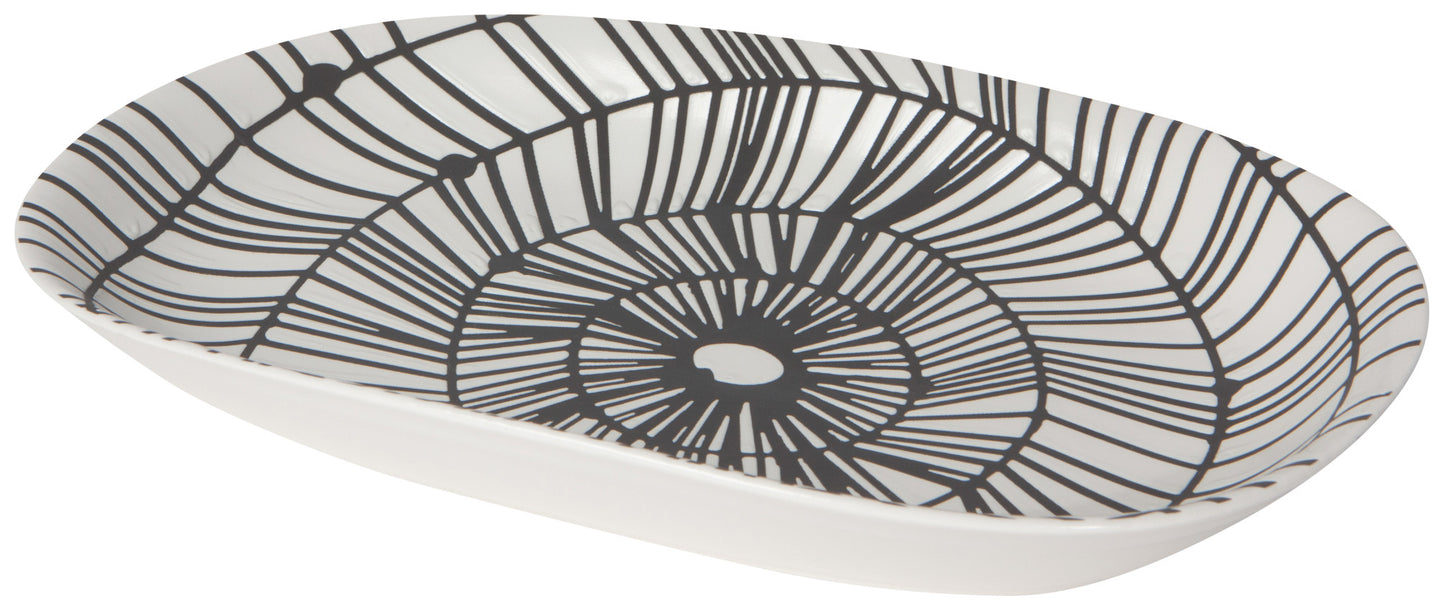 Plate Oval Black White Etch