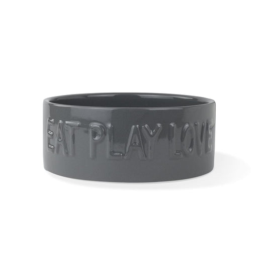 Eat Play Large Charcoal Sculpt Dog Bowl