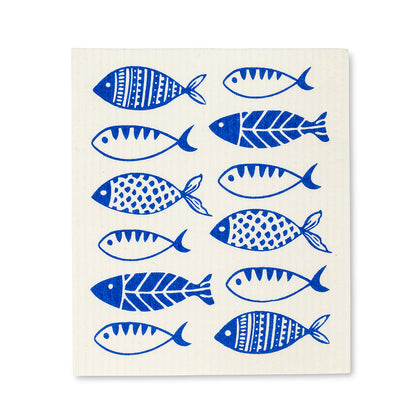 Swedish Dishcloths Set of 2 Blue Fish