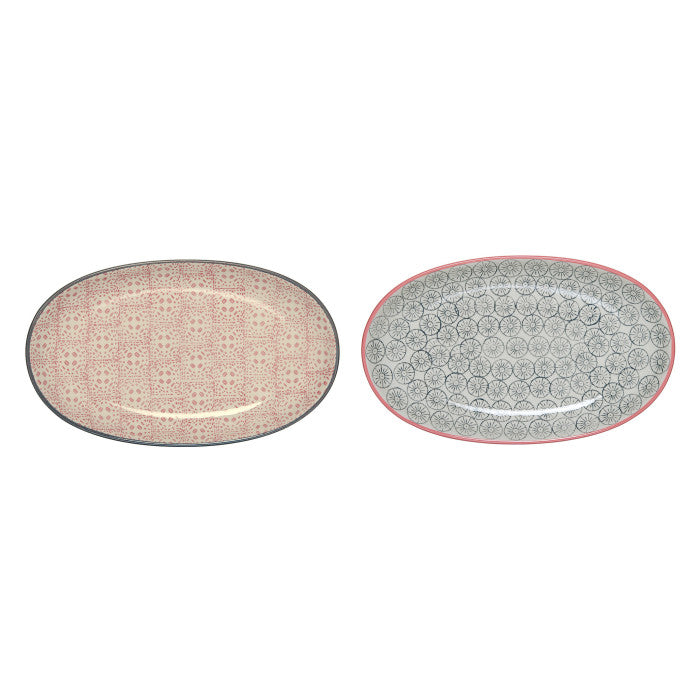 Stoneware Cécile Oval Plate, 2 Styles 8-1/2"L x 5"W (Each sold separately)