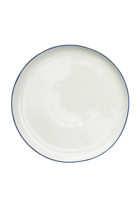 Classic White With Blue Rim Breakfast Plate