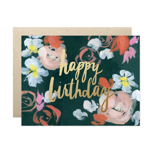 Happy Birthday Coral Florals Card