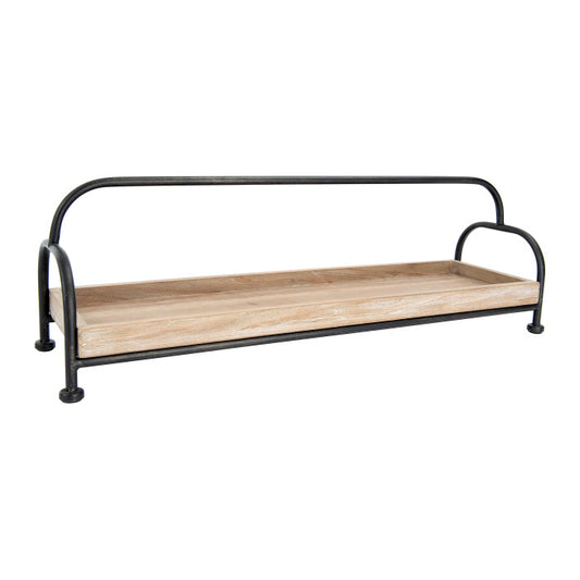 Wood Tray With Metal Stand 24-1/4"L