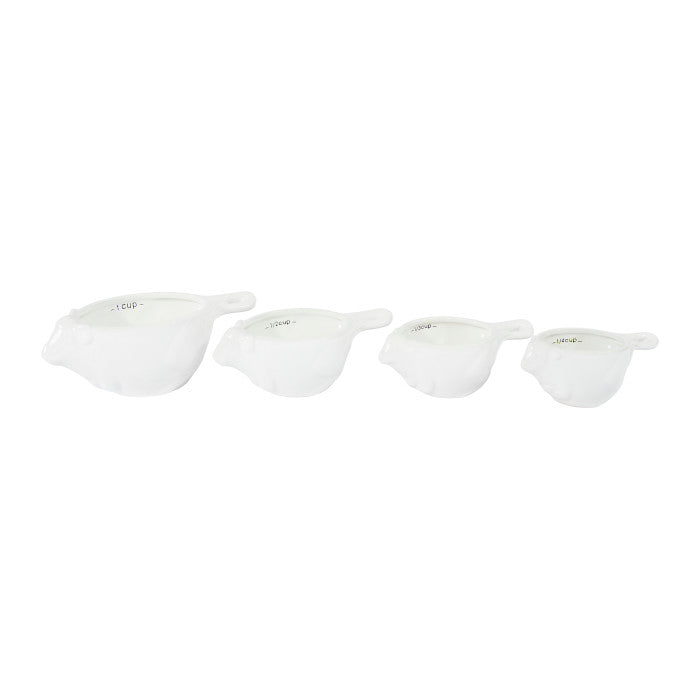 Stoneware Monkey Measuring Cups, White Set of 4