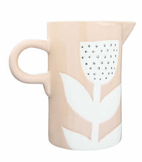 Floral Pink Hand-Painted Pitcher