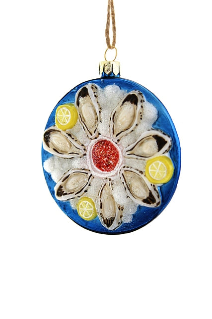 Plate Of Oyster Glass Ornament
