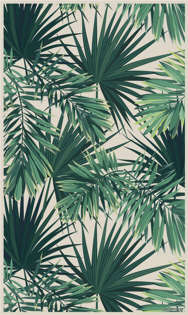 Beaumont Vinyl Floor Mat Green Palm Leaves