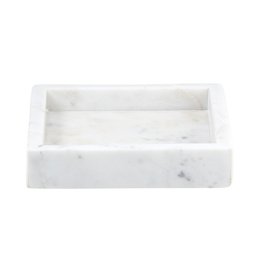 Square Marble Tray White