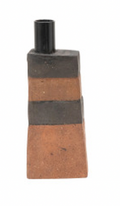 Handmade Terra-Cotta Striped Taper Holder