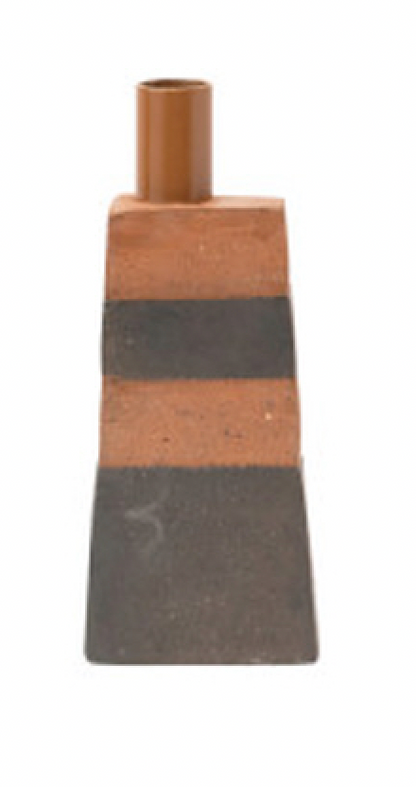 Handmade Terra-Cotta Striped Taper Holder