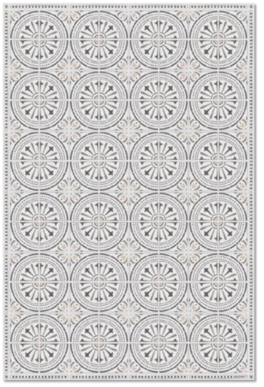 Beaumont Vinyl Floor Mat Grey Pink Circle Burst