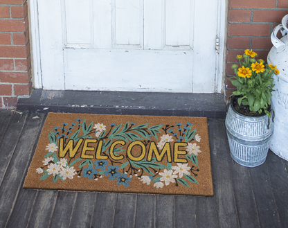 "Welcome" Flower Doormat
