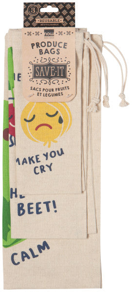 Funny Food  Produce Bags Set of 3
