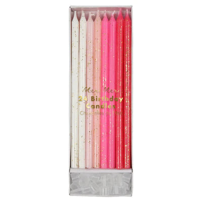 Pink & White Glitter Candles