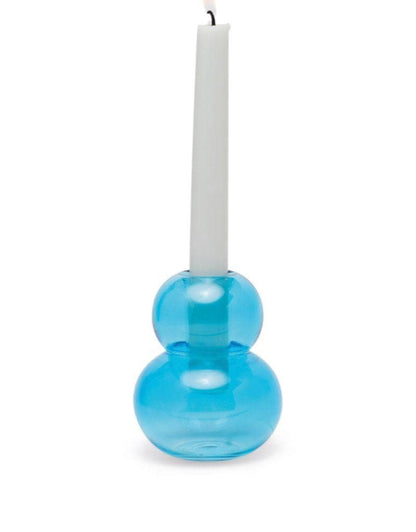 Realm Bubble Glass Blue Taper Holder