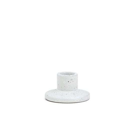 Tall White Speckled Ceramic Taper Holder