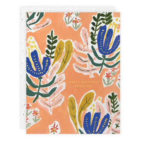 Coral And Blue Card