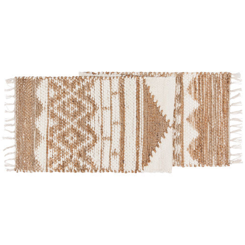 Table Runner 72 Jute/Cotton Villa White