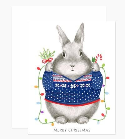 Bunny Christmas Sweater Christmas Card